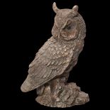 COMYNS - a fine silver-clad long-eared owl, H13cm, with label to the underside