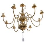 A modern brass 8-branch Dutch style chandelier, 69cm across