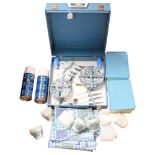 A Vintage Brexton blue-cased picnic set with original fittings