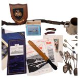 A box of various Naval and sailing items, including a Royal Mail Lines plaque, a Union Castleline