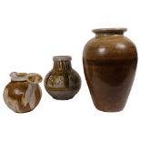 3 pieces of Studio pottery, including a large Aylesford vase, 36cm