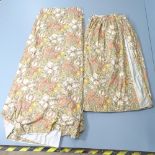 Two pairs of William Morris Garden Lily design lined silk curtains with weighted hems.