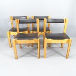 A set of four mid-century beech and ply Jigsaw chapel chairs, by Clive Bacon for Design Furnishing