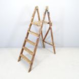 A vintage pine step ladder. Height 126cm.