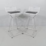 A pair of post-modern wire mesh barstools by Meshman. 1980s. Seat height 80cm.