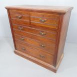 An Edwardian mahogany five drawer chest. 105x105x52cm Veneer loss to the plinth, all over surface