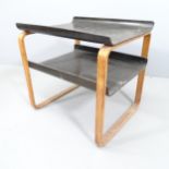 ALVAR AALTO - A model 915 two-tier side table. 62x59x49cm. No maker's label or visible impressed