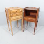 A pair of similar French bedside tables. Largest 36x72x30cm.
