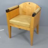 A post-modern maple and leather desk armchair in the manner of Michael Graves.