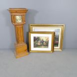 Thomas Kincaid, pair of framed coloured prints, and oleograph, cottage studies, and a pine cased