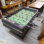 A 1950/60s vintage pedestal football table, with painted metal players. A/F. 164x88x137cm. Fair.