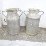 A pair of French galvanised milk churns. 40x50cm.