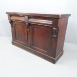 A Victorian mahogany sideboard, with two frieze drawers and cupboards under. 137x89x51cm. Originally