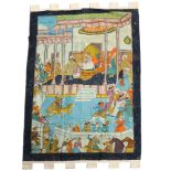 An Indian Mughal style wall hanging, hand painted study depicting the sack of Damascus, painting