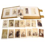 A Victorian brass-bound leather photograph album, containing family and travel photographs, together