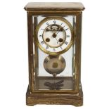 A 19th century French 4-glass regulator clock, gilt-brass case with bevel-glass panels, 8-day