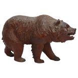 19th century Black Forest carved and stained wood bear, length 32cm Good original condition with a