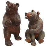 2 x 19th century Black Forest carved and stained wood standing bears, largest height 25cm Good