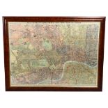 GALL & INGLIS - a largescale 5" map of London, published 1898, modern frame, overall frame