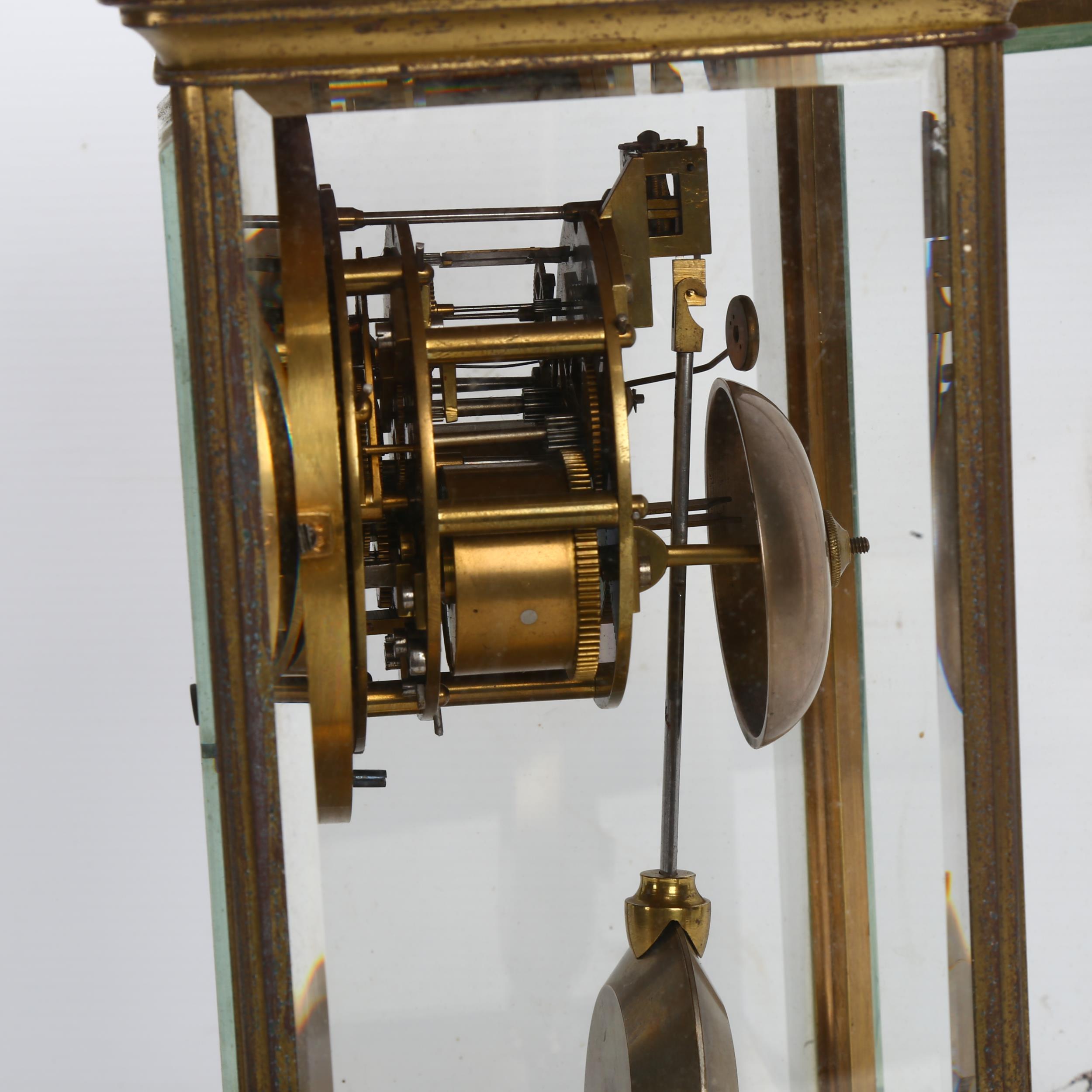 A 19th century French 4-glass regulator clock, gilt-brass case with bevel-glass panels, 8-day - Image 3 of 3