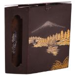 Ogurusu Japanese inlaid metal matchbox holder, length 6.5cm