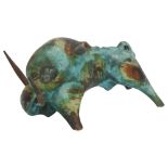 Alvino Bagni for Raymor, a 1970s' ceramic bull figure with iron horns, unsigned, length 25cm Good