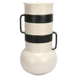 Ian Henderson studio pottery, a large hand thrown ceramic vase with banded decoration, makers mark