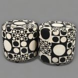 A pair of Johanson Bob stools upholstered with Verner Panton Geometri fabric, with maker’s labels,