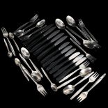 Robert Welch for Old Hall, a collection of stainless steel cutlery, knives with black plastic