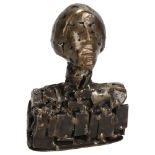 A brutalist sculpted welded steel bust, signed F M F to base, height 14cm Good condition