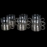 Timo Sarpaneva for Iittala, a set of 6 Tsaikka glasses with nickel plated insert frames, height