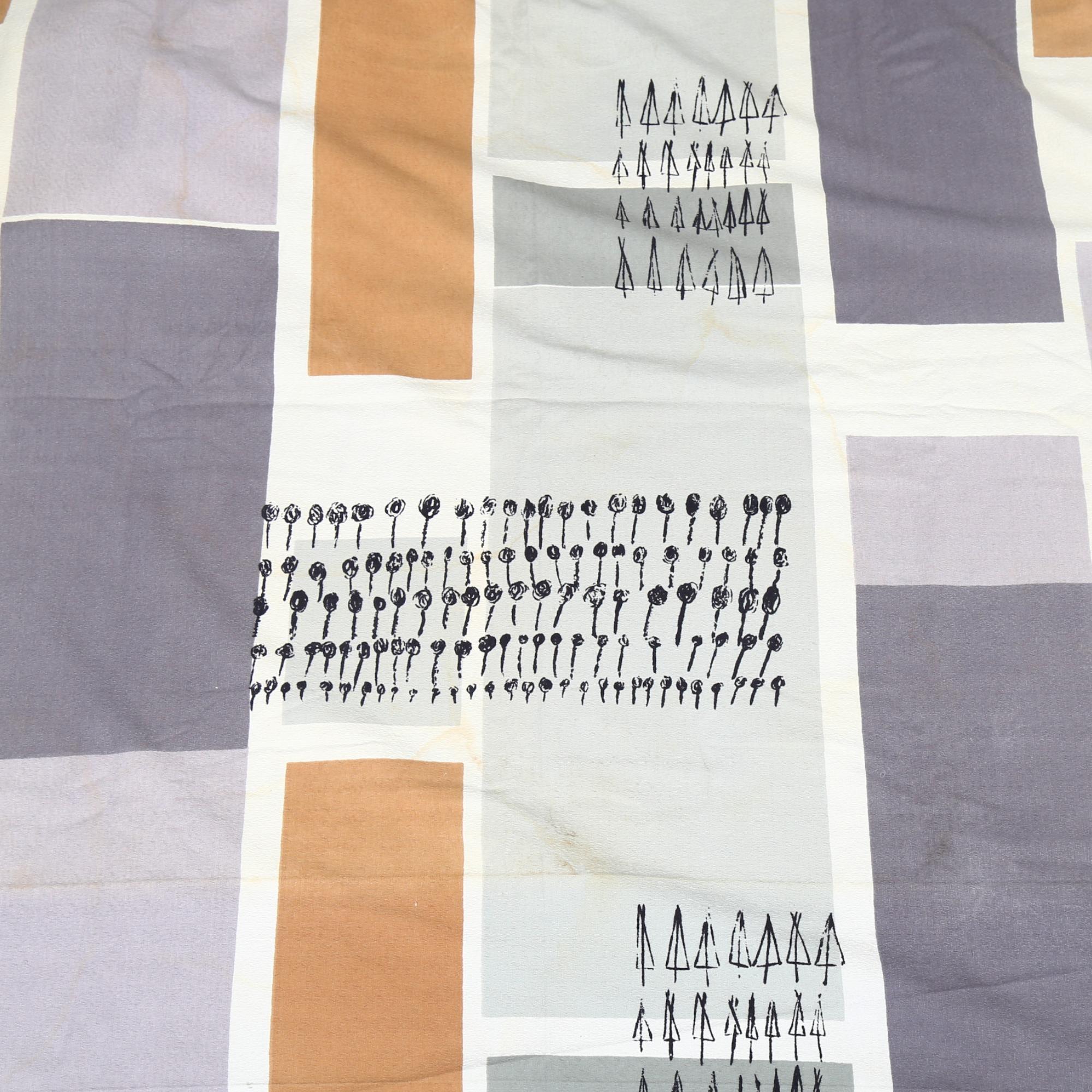 Lucienne Day for Heals, a 1958 Plantation design fabric panel, marked to selvedge, 260 x 122.5cm