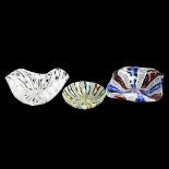 3 mid-century Venetian latticino glass dishes, Murano, Italy Good condition, no chips or cracks