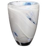 Anna Ehrner for Kosta Boda, a heavy walled Atoll Swirl white glass vase, etched mark to base, height