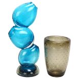 Two mid-century controlled bubble glass vases, tallest 36cm Good condition, no chips or cracks, some