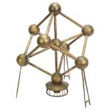 A large brass model of the Brussels Atomium building, designed for the 1958 Exposition, height 39.