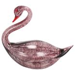 Licio Zanetti, Murano, Italy, a large hand blown glass swan sculpture, circa 1960's, length 35,