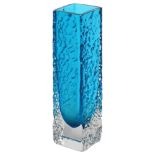 Geoffrey Baxter for Whitefriars, a Nailhead vase, Kingfisher blue glass, height 17cm Good condition,