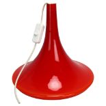 A 1970s' pendant lampshade, in graduated orange / red glass, height 33cm one small chip to outer