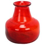 Erik Hoglund for Boda, a large ruby red vase, etched to base H798/100, height 15.5cm Good condition,