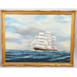 Henry Scott (1911 - 2005), 3-masted sailing ship at sea, oil on canvas, signed, 56cm x 76cm,