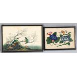 2 x 19th century Chinese watercolours on rice paper, largest 20cm x 32cm, framed (2) Slight foxing