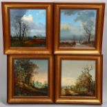 Peter Newcombe, the four seasons, set of 4 oils on panel, signed, 24cm x 22cm, framed All in very