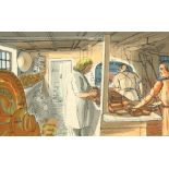 Edward Bawden (1903 - 1989), the baker/a village store, colour lithograph published by The Curwen