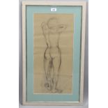 Late 19th/early 20th century charcoal sketch, nude life study, inscribed Helen, 60cm x 28cm,