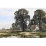 Edmund Morison Wimperis, country cottages, watercolour, signed, 25cm x 35cm, framed Good