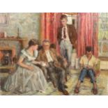 Alice Headley Neave (1903 - 1977), a family group, oil on canvas, signed, 71cm x 91cm, unframed Good