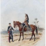 Orlando Norie (1832 - 1901), the Bombay Horse Artillery, watercolour on paper, signed, 21cm x