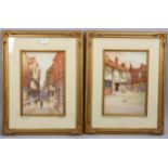 J W Williams, Shambles York and college and courtyard York, signed and dated 1909, 33cm x 22cm,