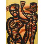 Cecil Skotnes, South Africa, woodcut print 1967, image 25cm x 18cm, framed Good condition